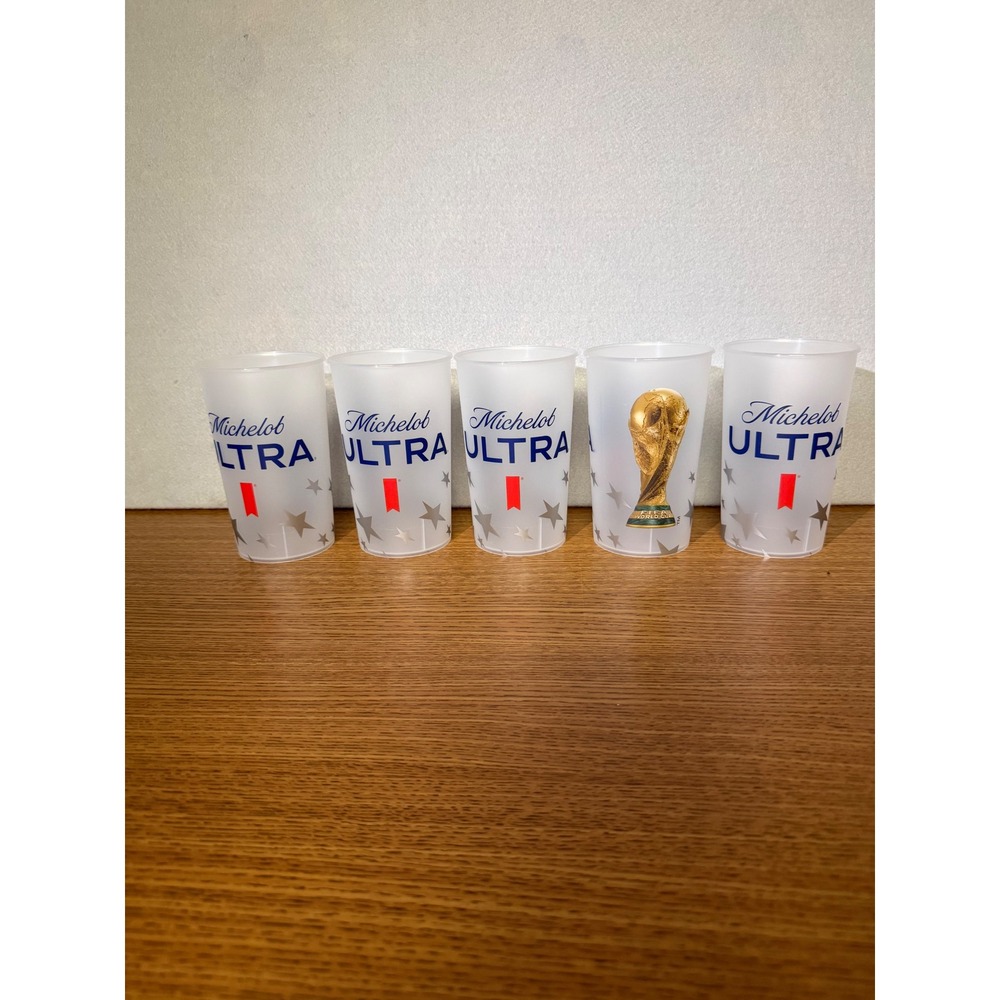 Michelob Ultra FIFA World Cup Plastic Stadium Cups Set of 5 Frosted Soccer Beer